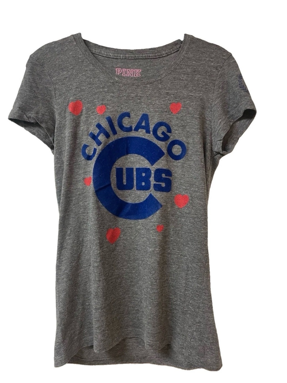 Victoria’s Secret Pink Chicago Cubs Fitted short sleeved tee Gray Heather Size M